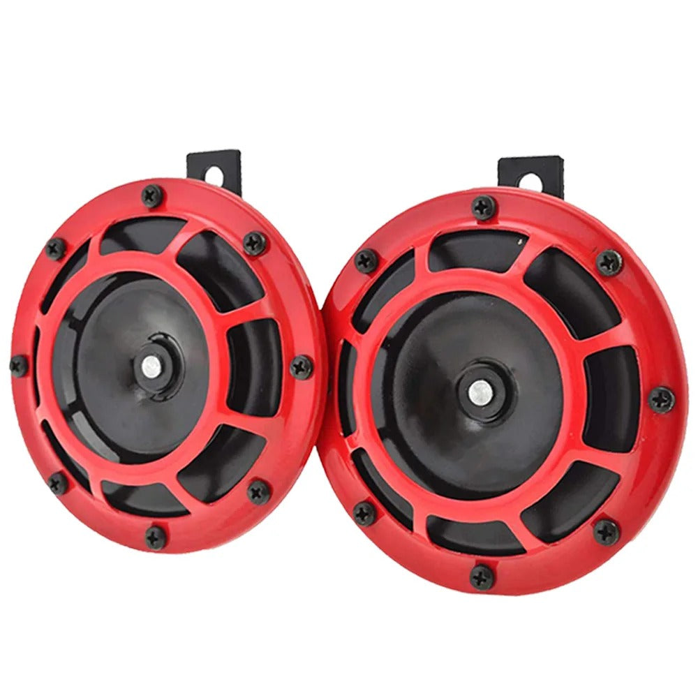 Universal Fit Twin Car Horn Kit - Red