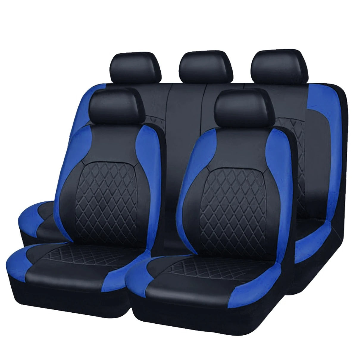 Quilted PU Leather Car Seat Cover 5pc Set