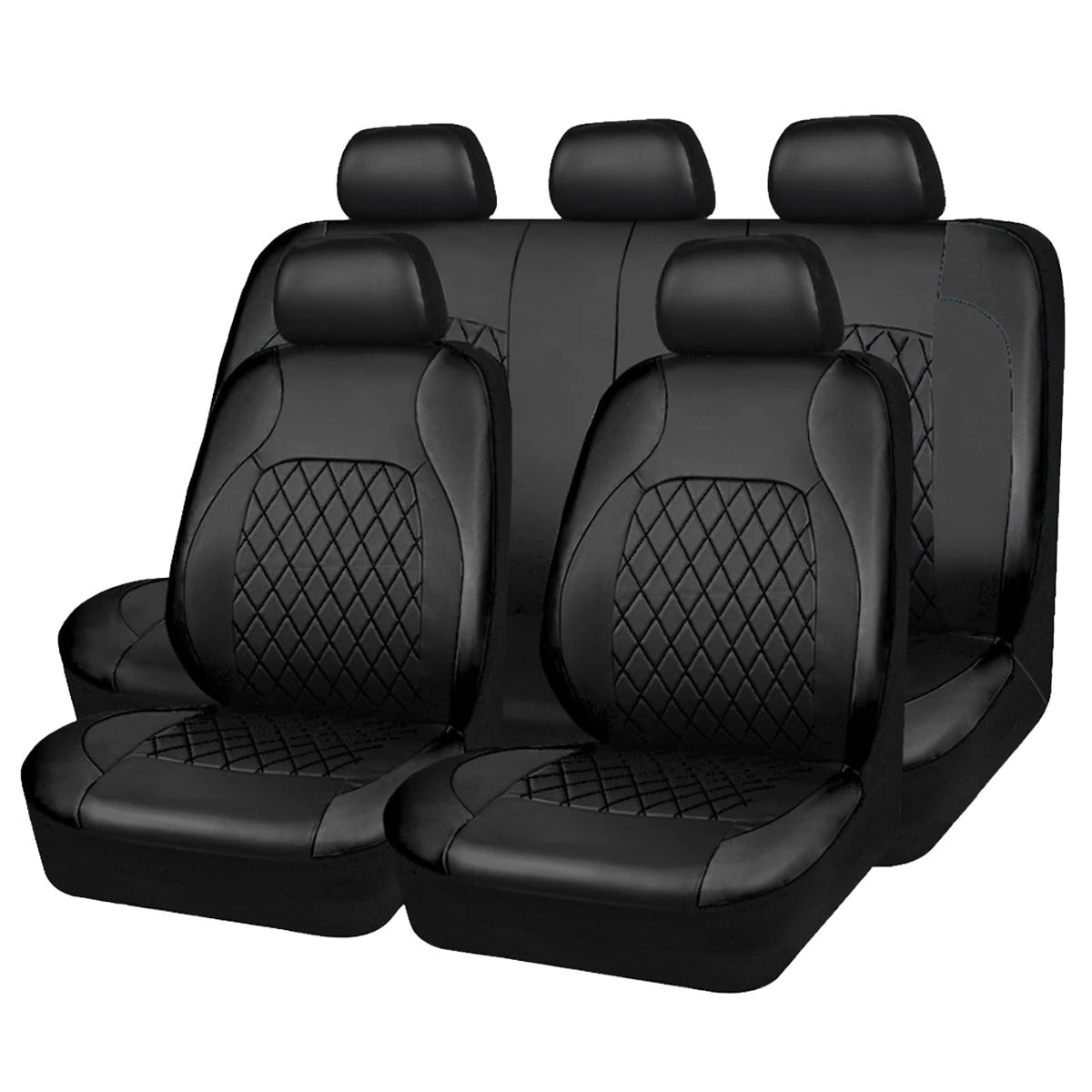 Quilted PU Leather Car Seat Cover 5pc Set