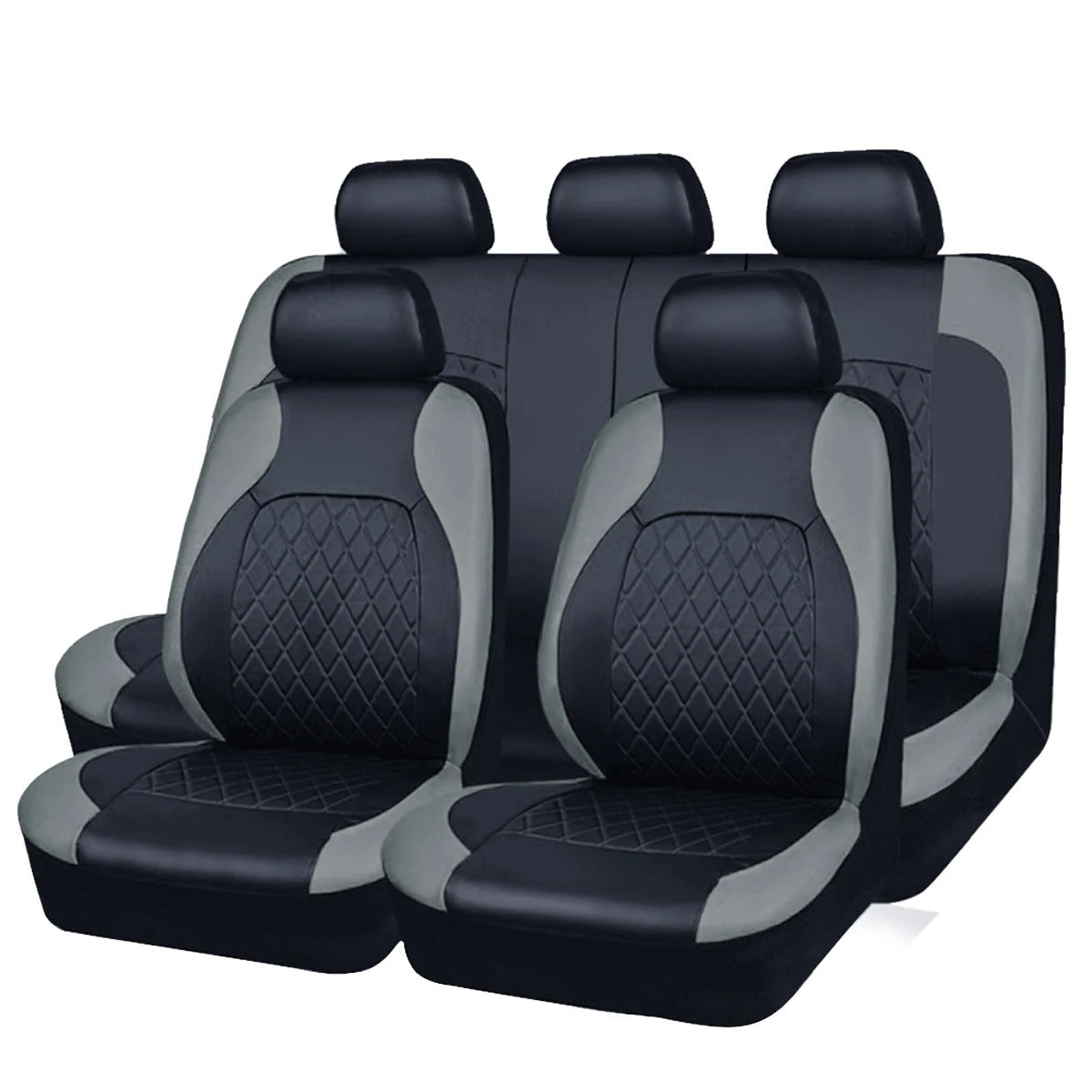 Quilted PU Leather Car Seat Cover 5pc Set