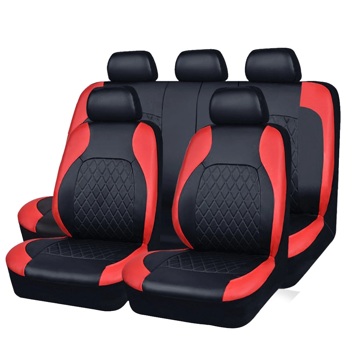 Quilted PU Leather Car Seat Cover 5pc Set